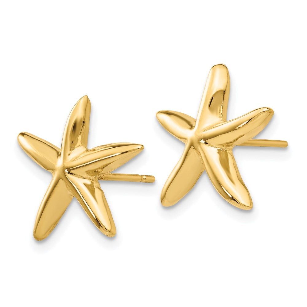 14k Yellow Gold Polished Starfish Post Earrings