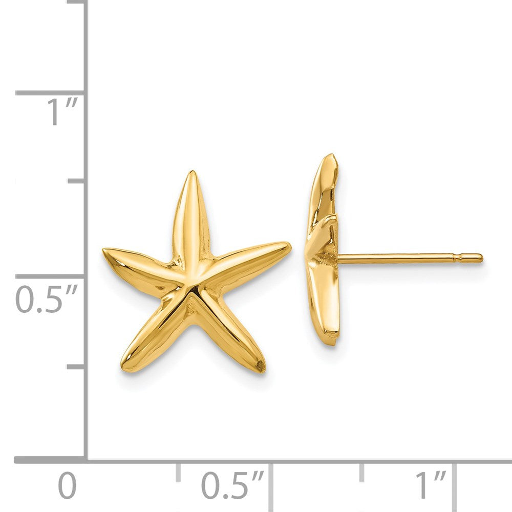 14k Yellow Gold Polished Starfish Post Earrings