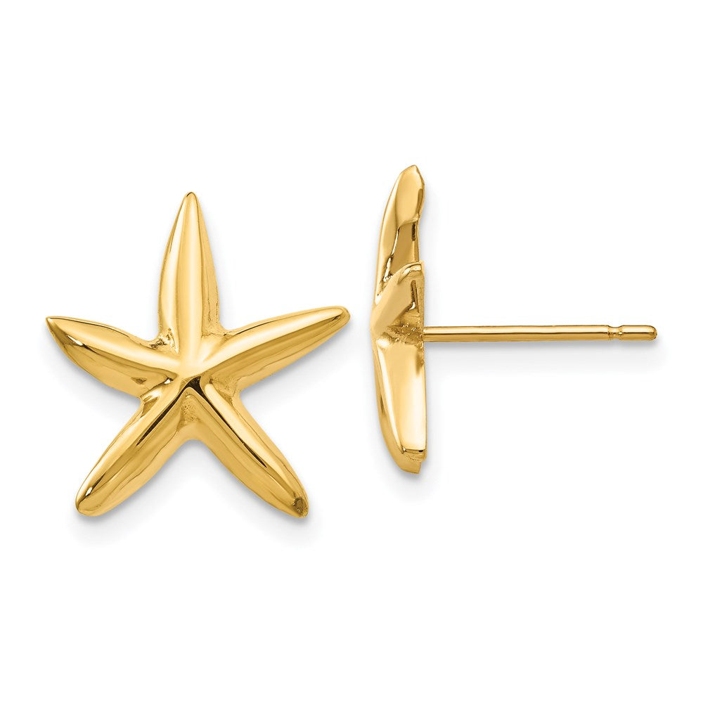 14k Yellow Gold Polished Starfish Post Earrings