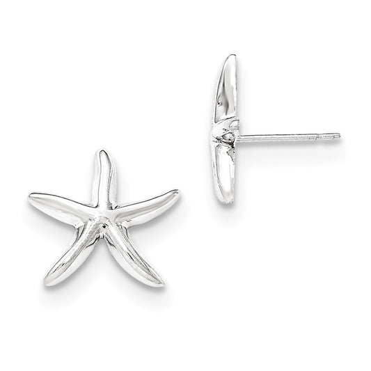 14k White Gold Polished Starfish Post Earrings