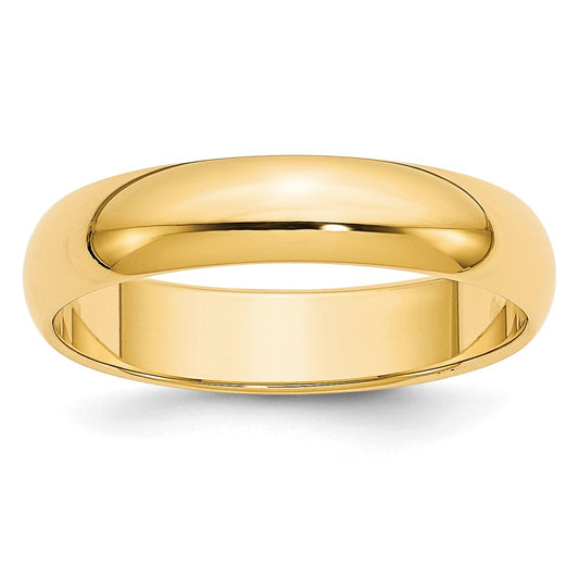 Solid 18K Yellow Gold 5mm Half-Round Wedding Men's/Women's Wedding Band Ring Size 6