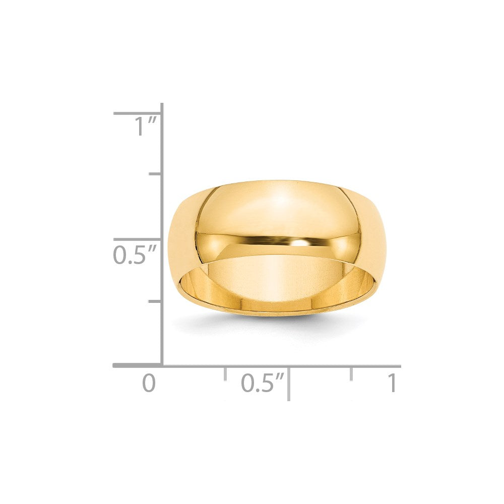 Solid 18K Yellow Gold 8mm Half Round Men's/Women's Wedding Band Ring Size 13