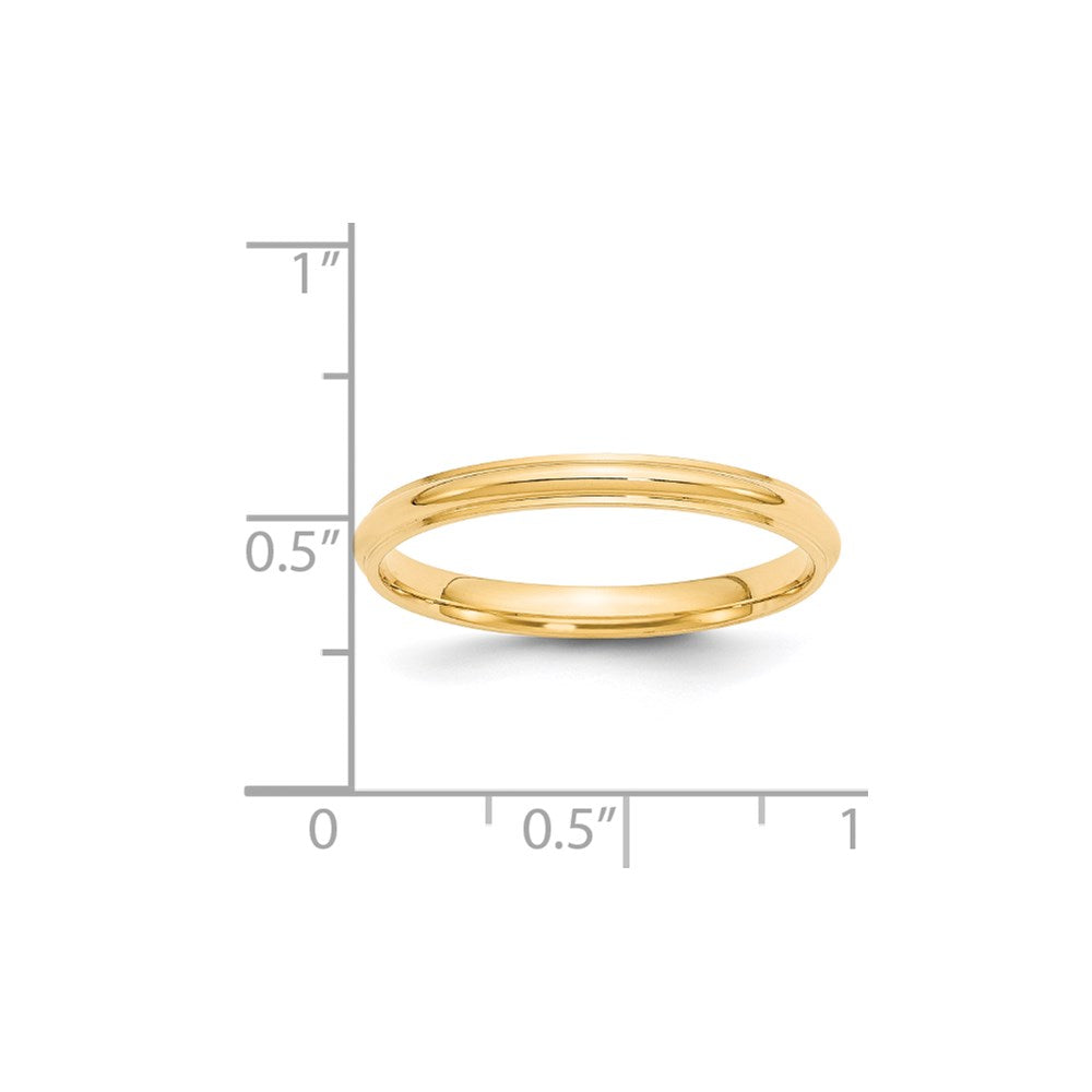 Solid 18K Yellow Gold 2.5mm Half Round with Edge Men's/Women's Wedding Band Ring Size 10.5