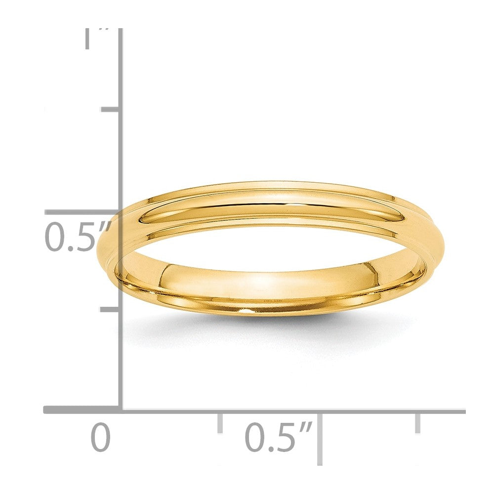 Solid 14K Yellow Gold 3mm Half Round with Edge Men's/Women's Wedding Band Ring Size 11.5