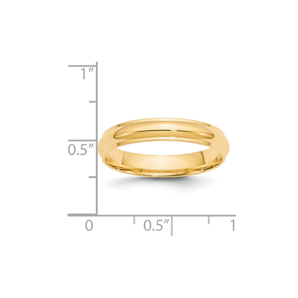 Solid 18K Yellow Gold 4mm Half Round with Edge Men's/Women's Wedding Band Ring Size 14