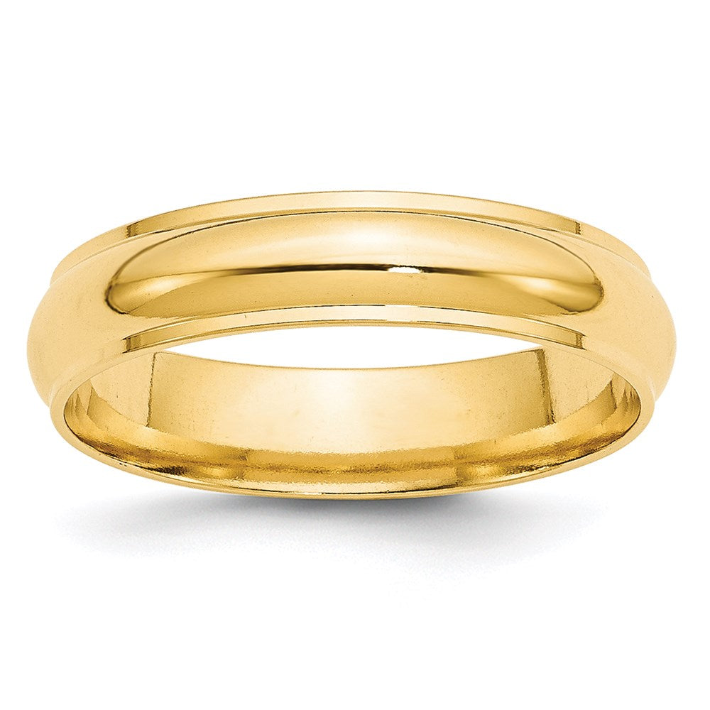 Solid 18K Yellow Gold 5mm Half Round with Edge Men's/Women's Wedding Band Ring Size 4