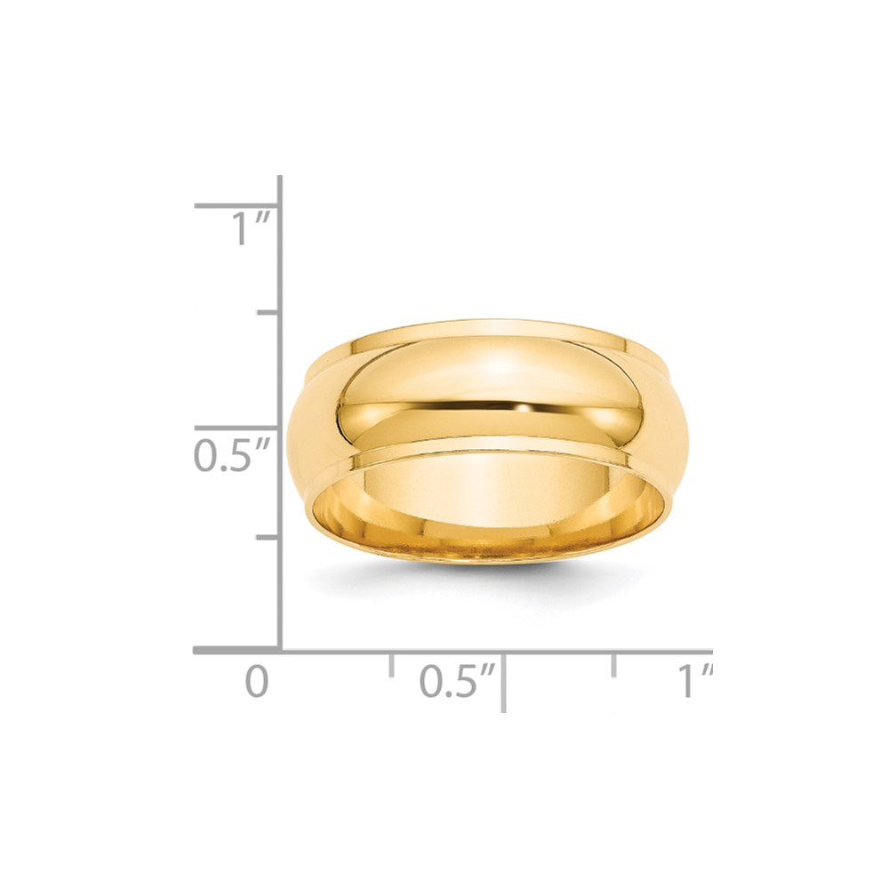 Solid 18K Yellow Gold 8mm Half Round with Edge Men's/Women's Wedding Band Ring Size 12.5