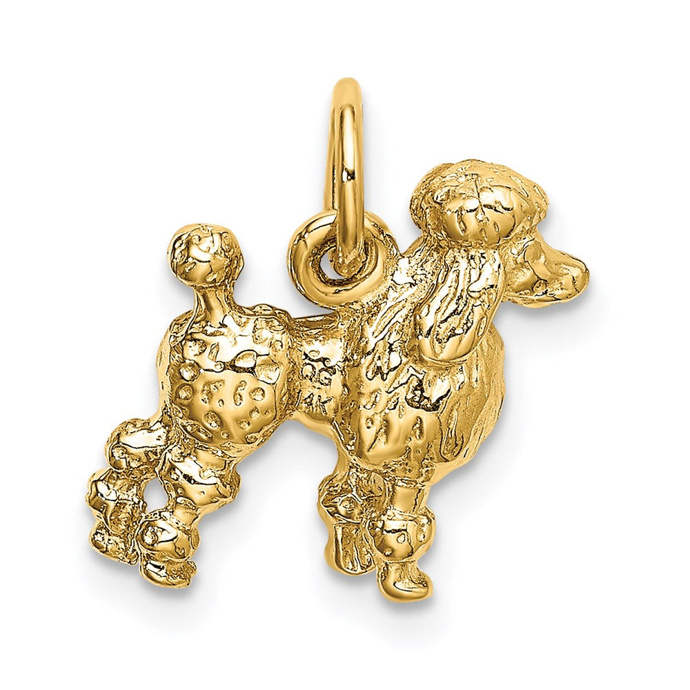 14k Yellow Gold Solid 3-D Poodle Charm