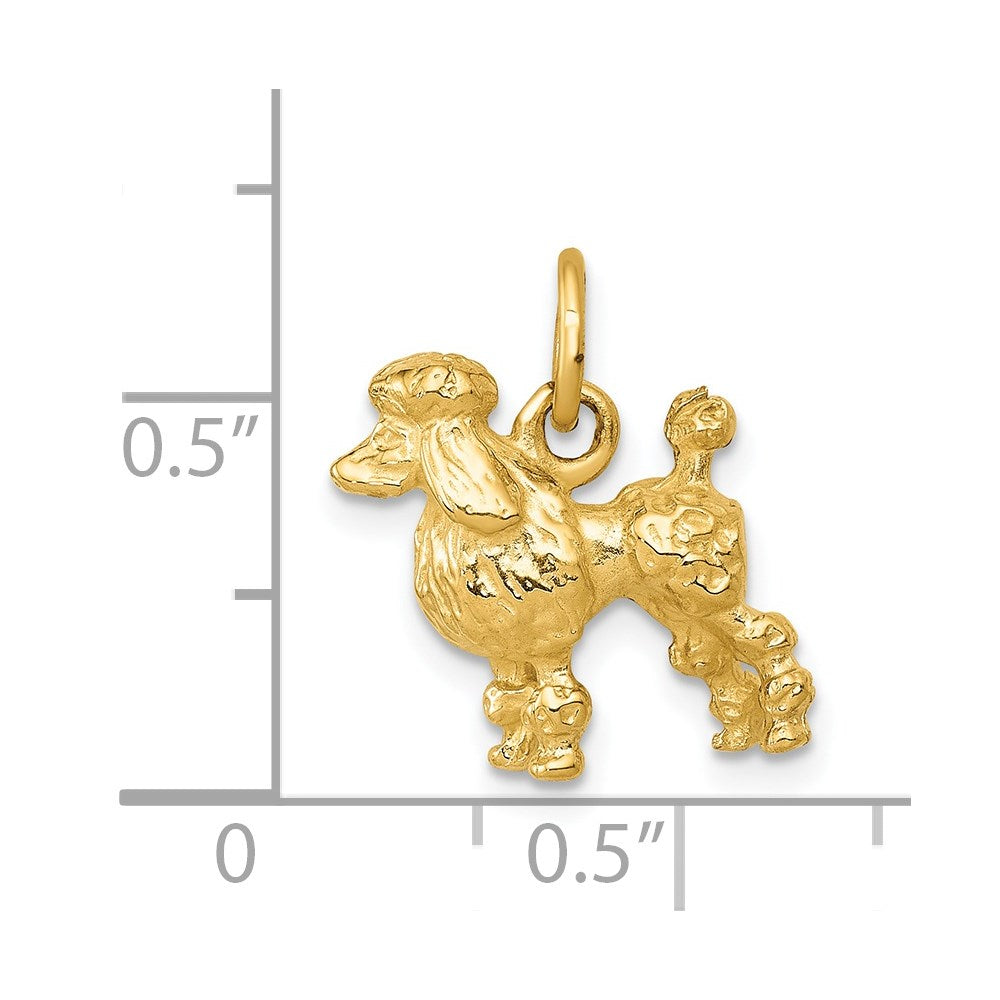 14k Yellow Gold Solid 3-D Poodle Charm