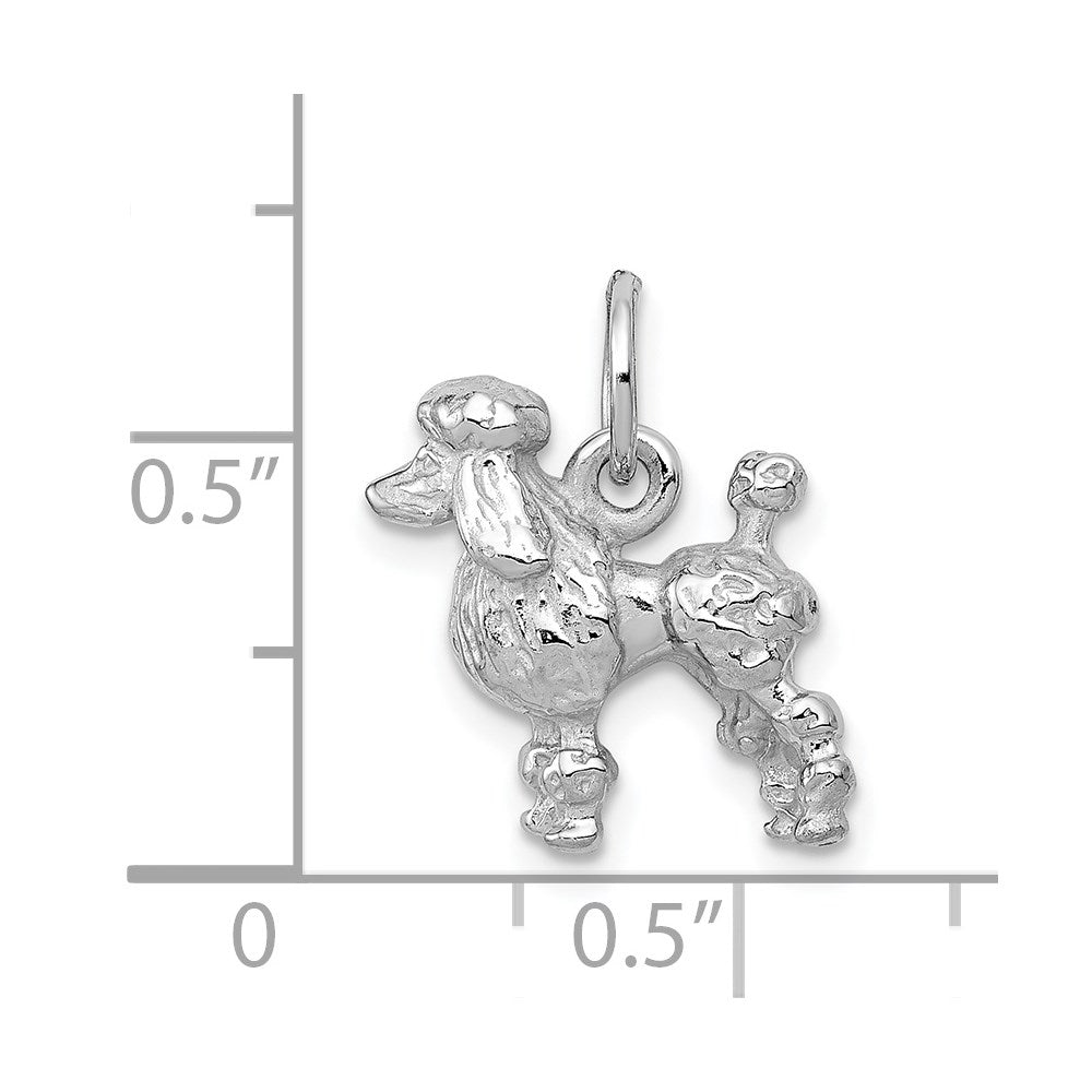 14k White Gold Solid 3-D Poodle Charm