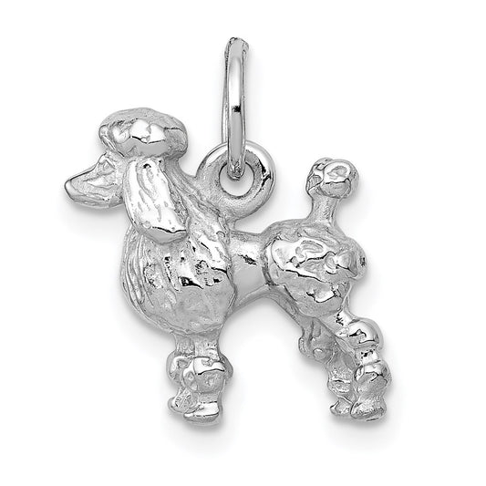 14k White Gold Solid 3-D Poodle Charm