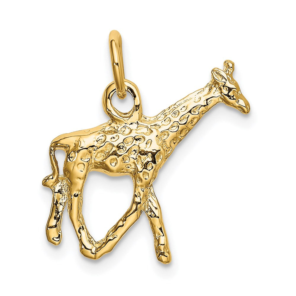 LARGER VERSION 14k Yellow Gold Solid Polished 3-D Giraffe Charm