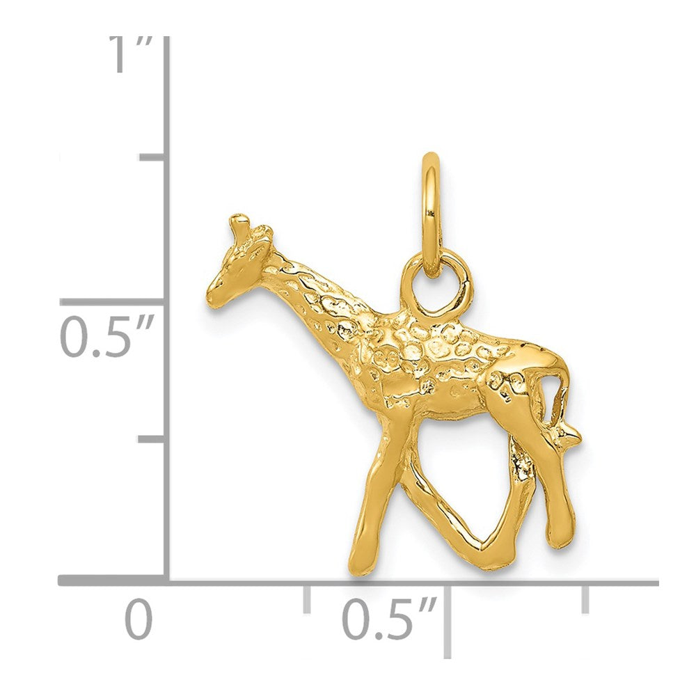 14k Yellow Gold Solid Polished 3-D Giraffe Charm