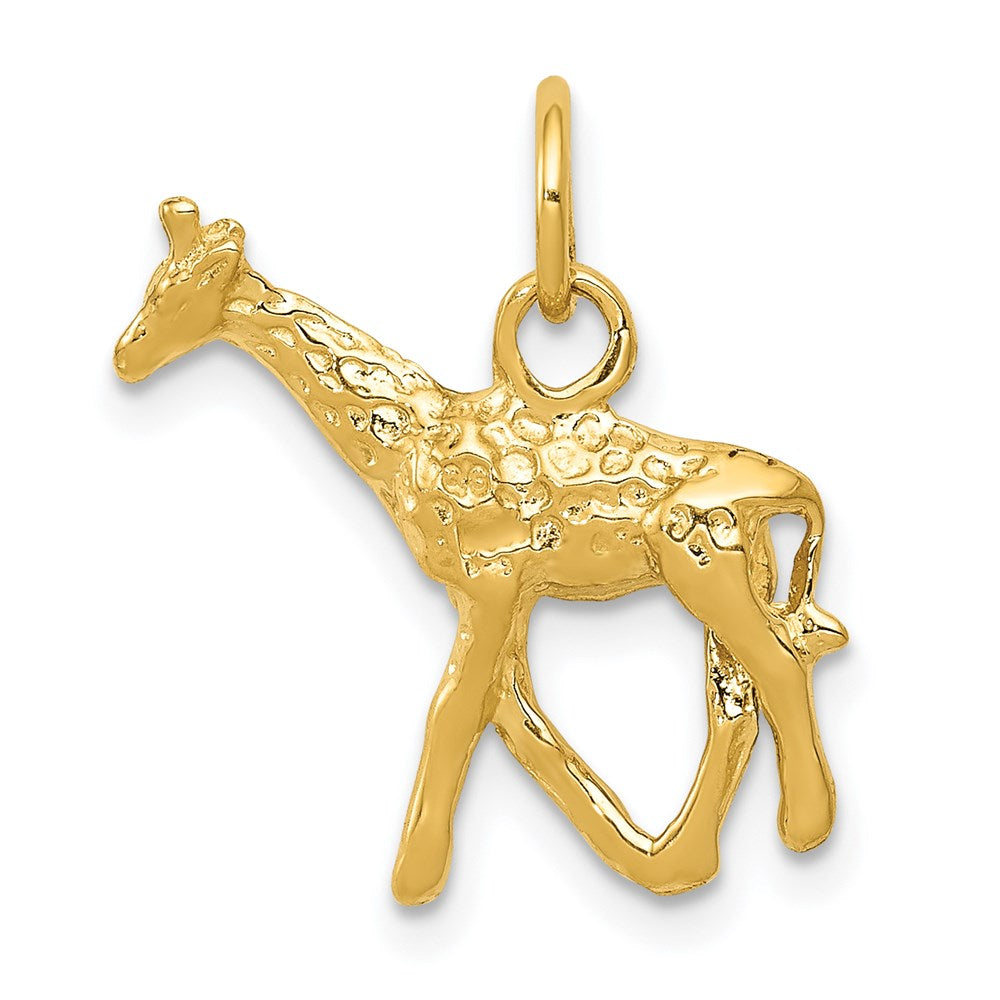 LARGER VERSION 14k Yellow Gold Solid Polished 3-D Giraffe Charm