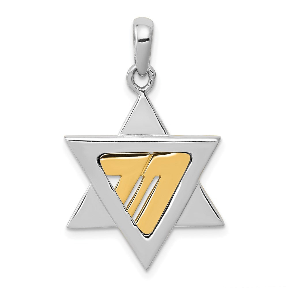 14k Two-tone Gold Star of David Pendant