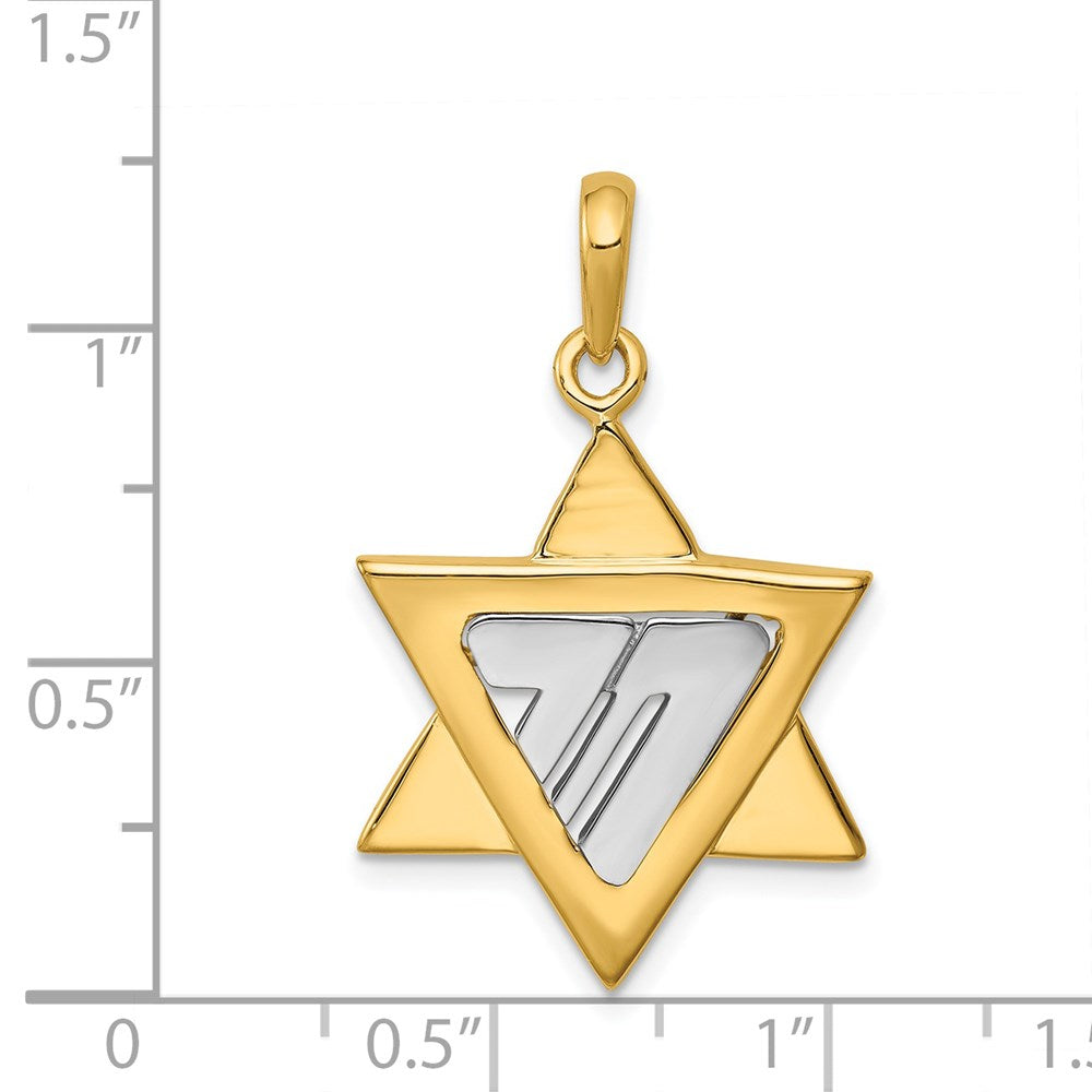 14k Two-tone Gold Star of David Pendant