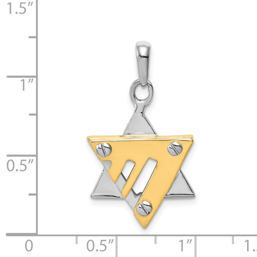 14k Two-tone Gold Star of David Pendant