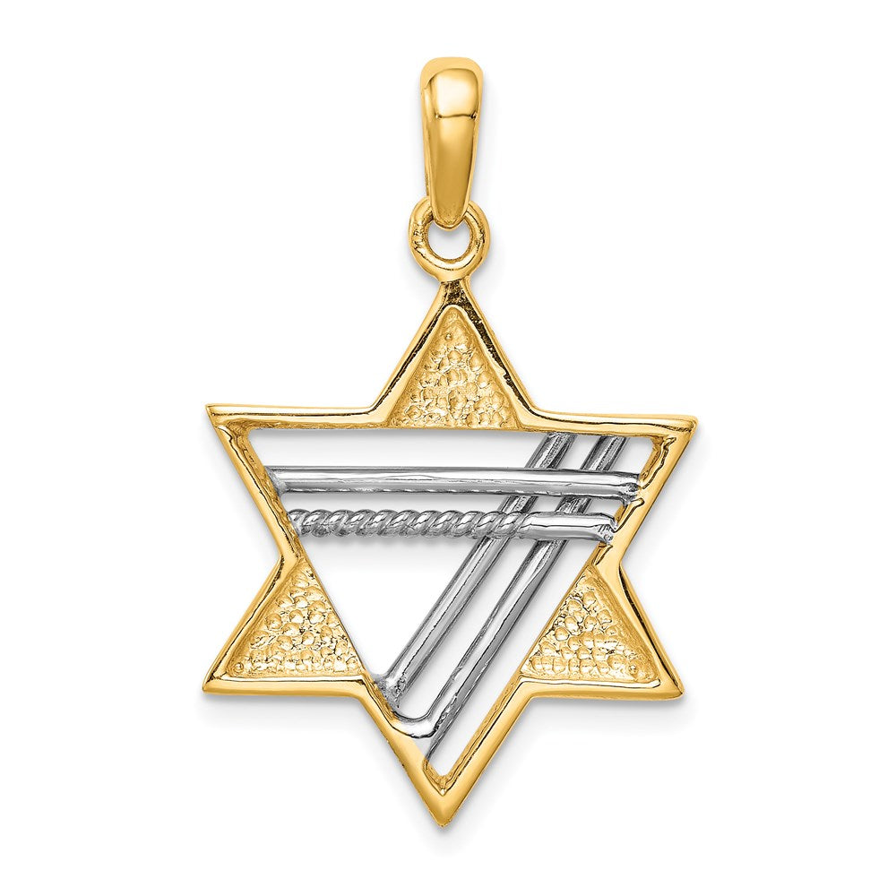 14k Two-tone Gold Star of David Pendant