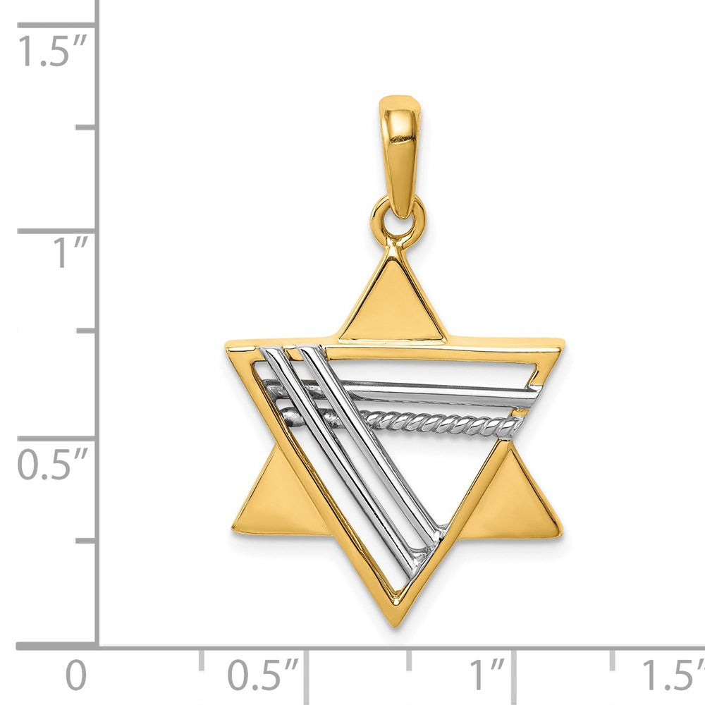 14k Two-tone Gold Star of David Pendant