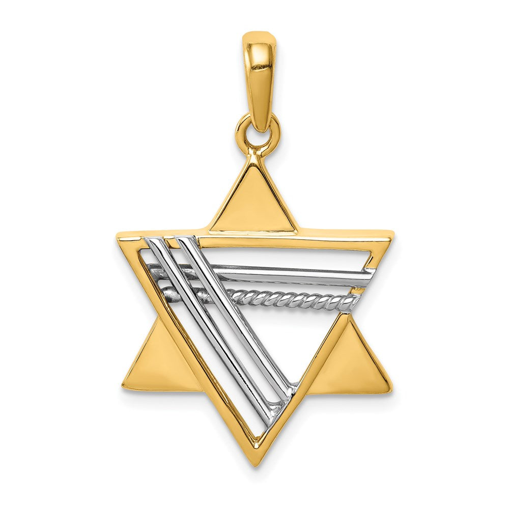 14k Two-tone Gold Star of David Pendant