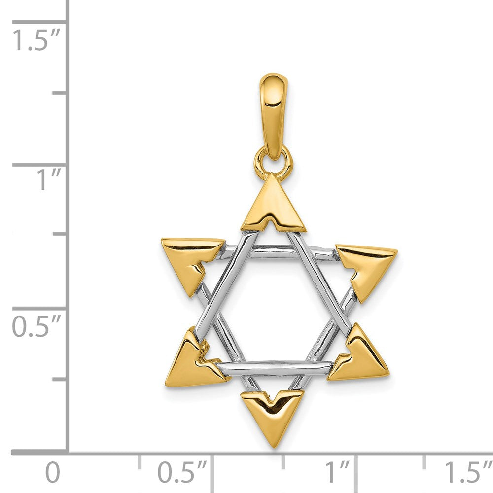 14k Two-tone Gold Star of David Pendant