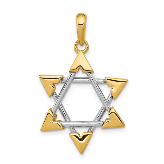 14k Two-tone Gold Star of David Pendant