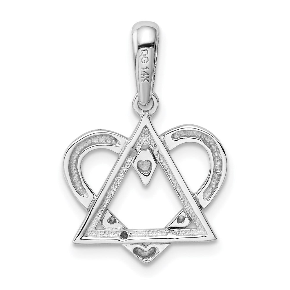 14k White Gold Star of David Heart Pendant