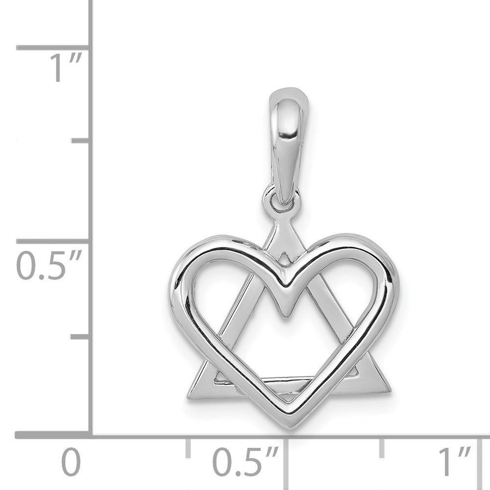 14k White Gold Star of David Heart Pendant