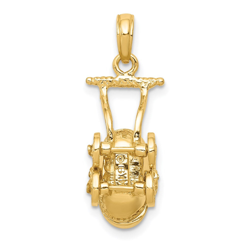 14k Yellow Gold  3D Baby Carriage Charm