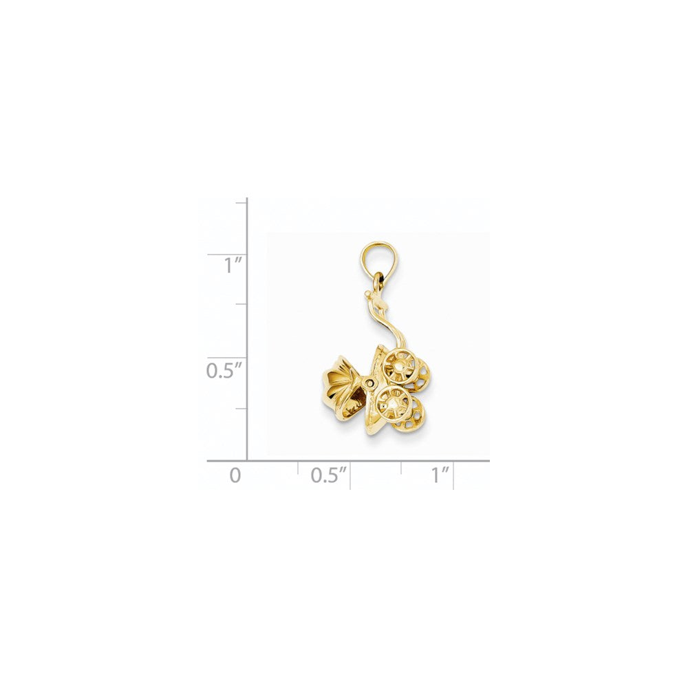 14k Yellow Gold  3D Baby Carriage Charm