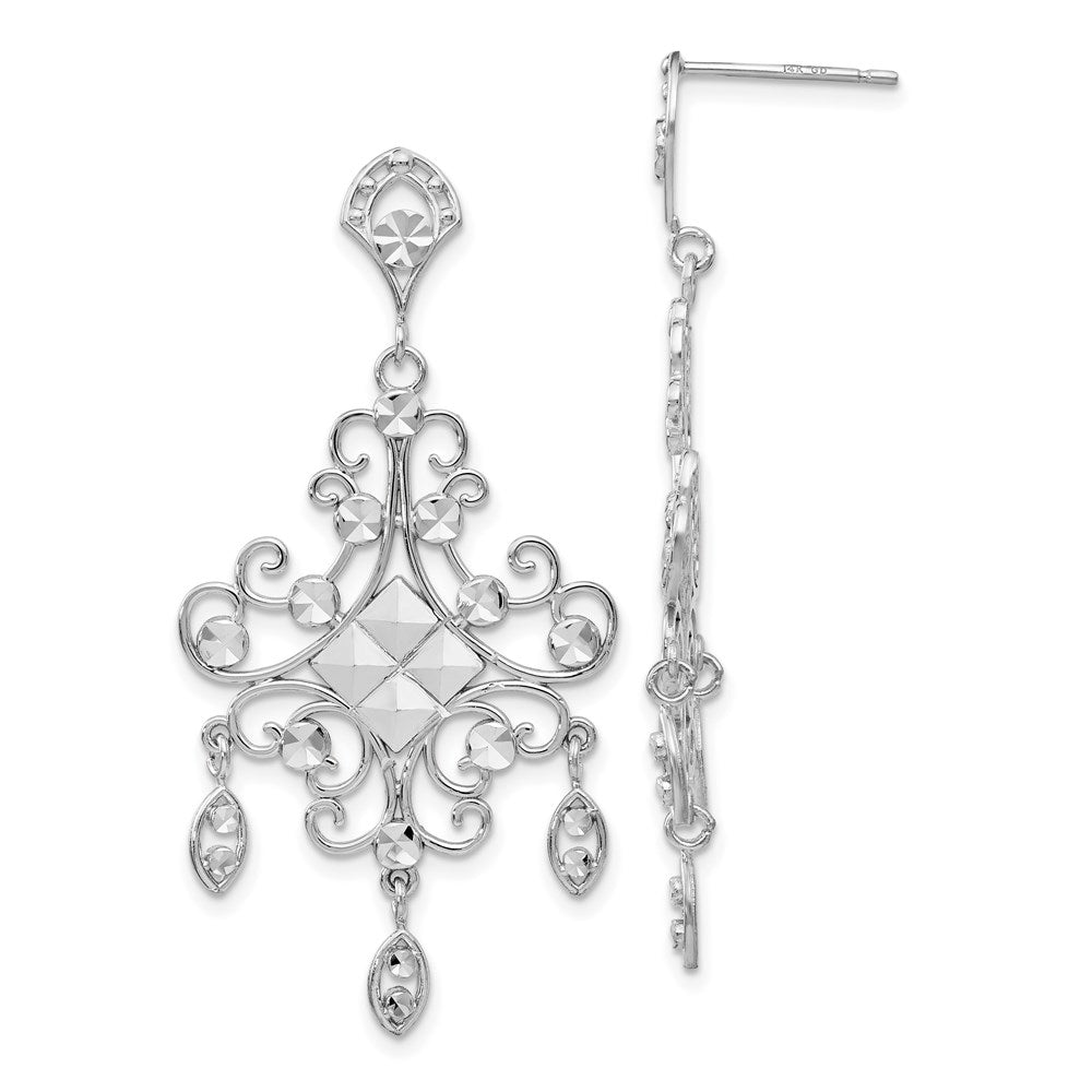 14k White Gold Filigree Chandelier Earrings