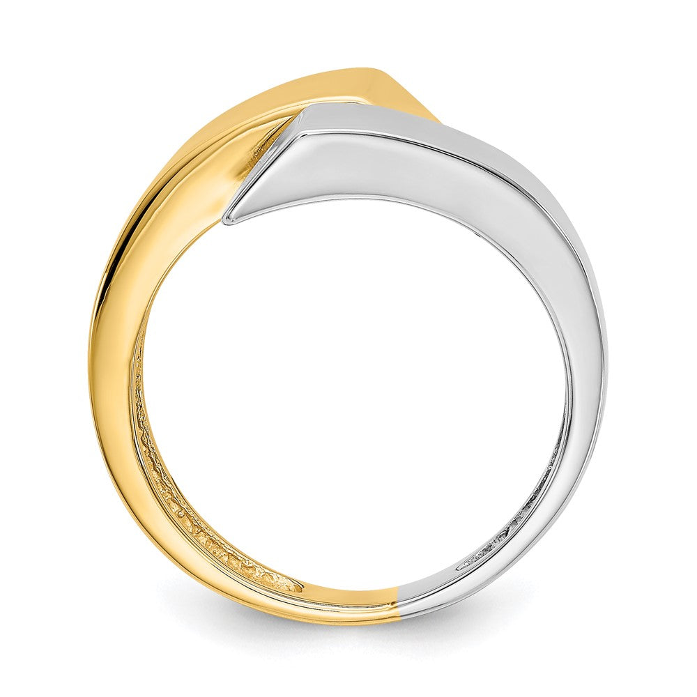 14k Two-Tone Gold Square Overlapping Ring