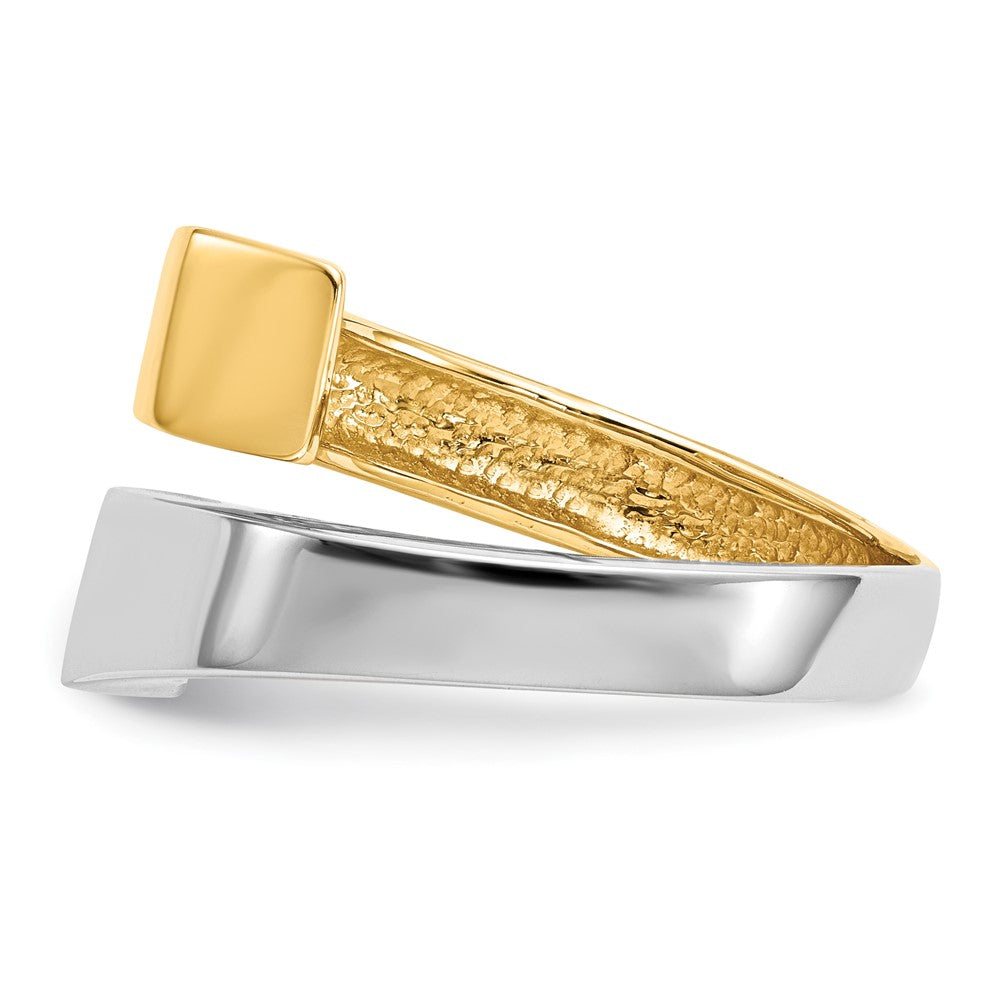 14k Two-Tone Gold Square Overlapping Ring