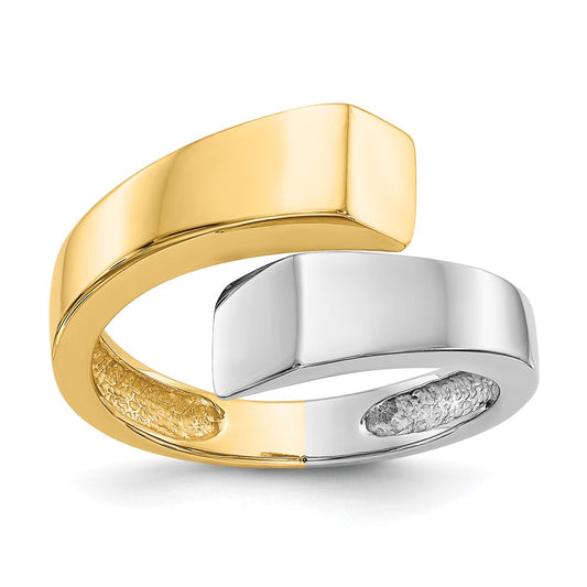 14k Two-Tone Gold Square Overlapping Ring