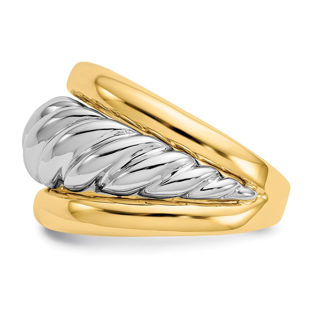 14k Two-Tone Gold Polished Twisted Dome Ring