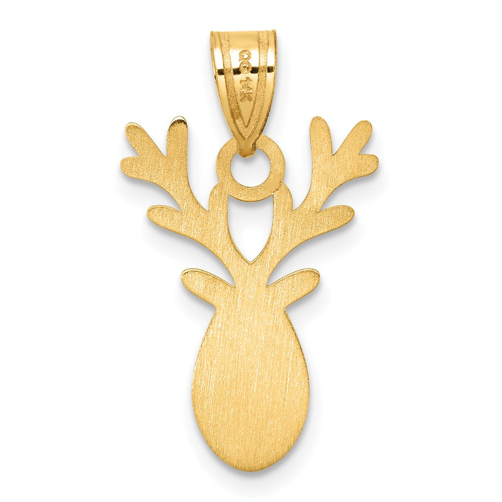 14k Yellow Gold Enameled Reindeer Charm