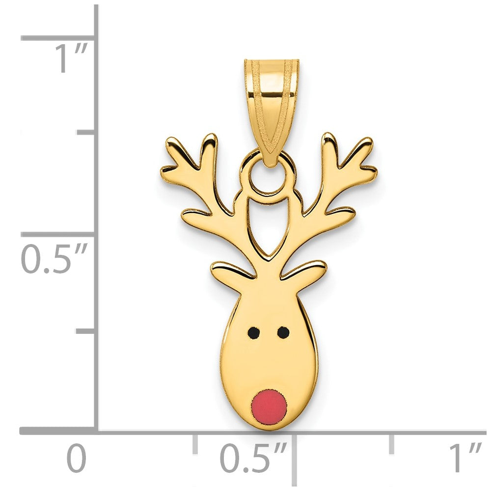 14k Yellow Gold Enameled Reindeer Charm