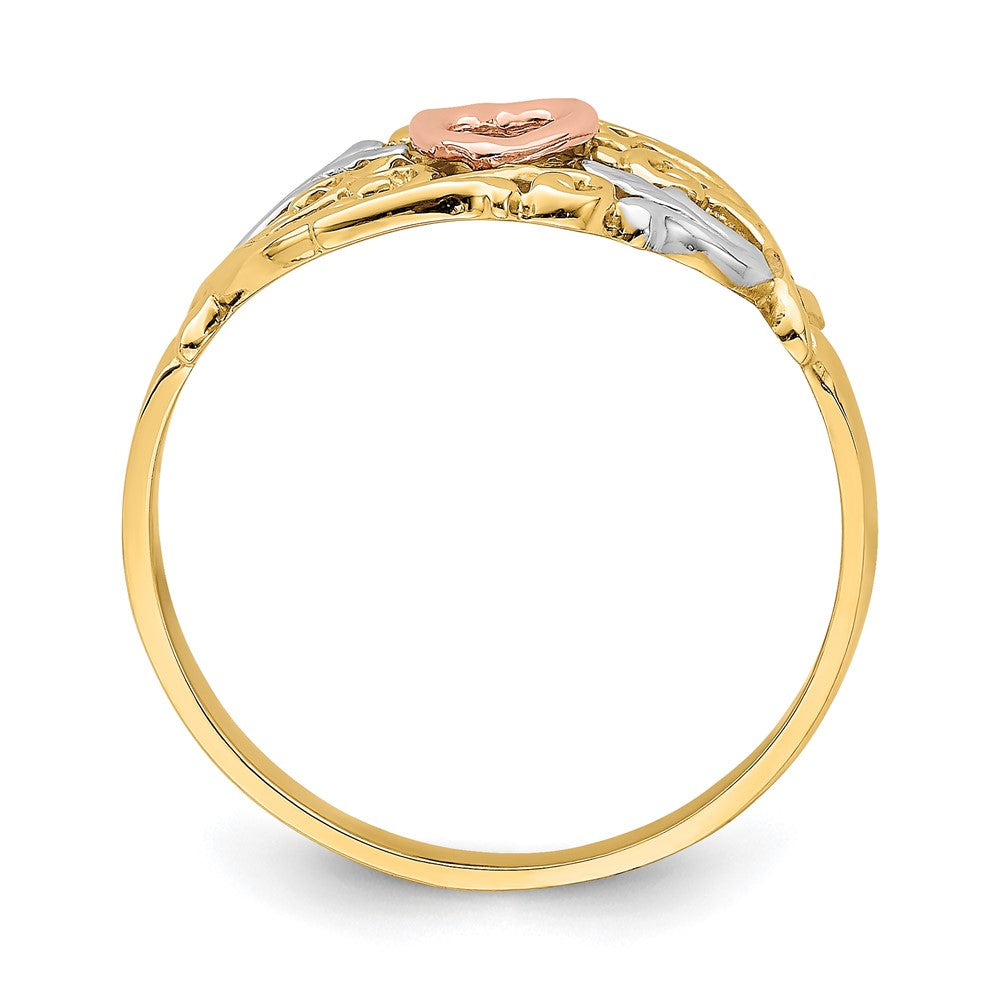 14k Yellow and Rose Gold w/White Rhodium Heart Ring