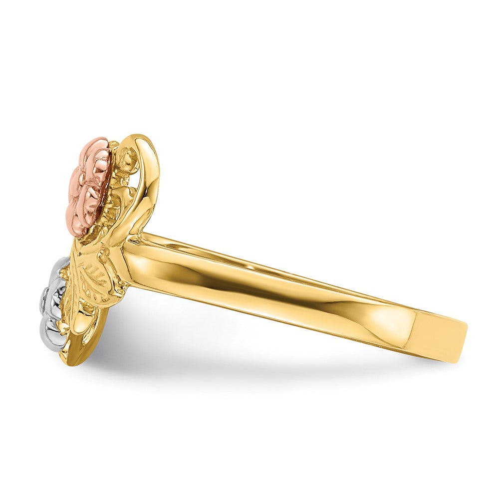 14k Two-Tone Gold w/White Rhodium Flower Ring