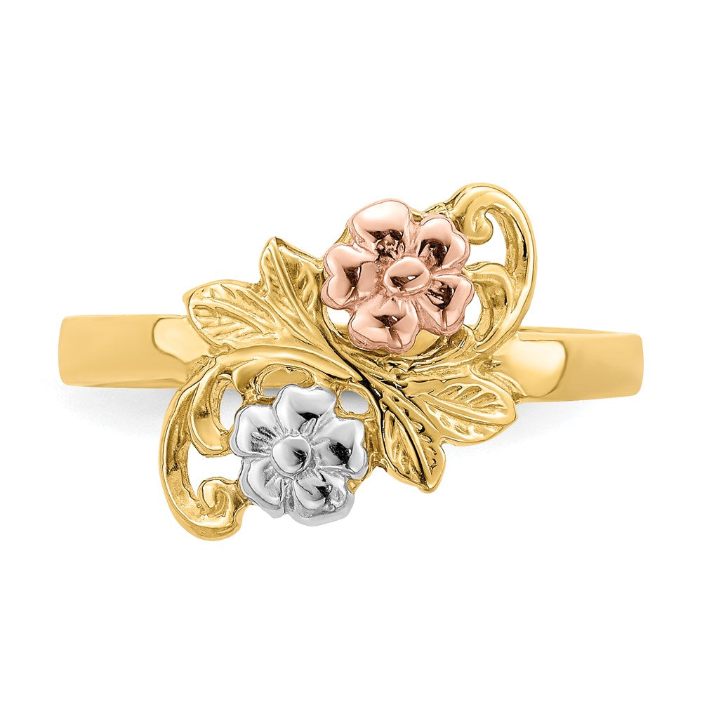 14k Two-Tone Gold w/White Rhodium Flower Ring