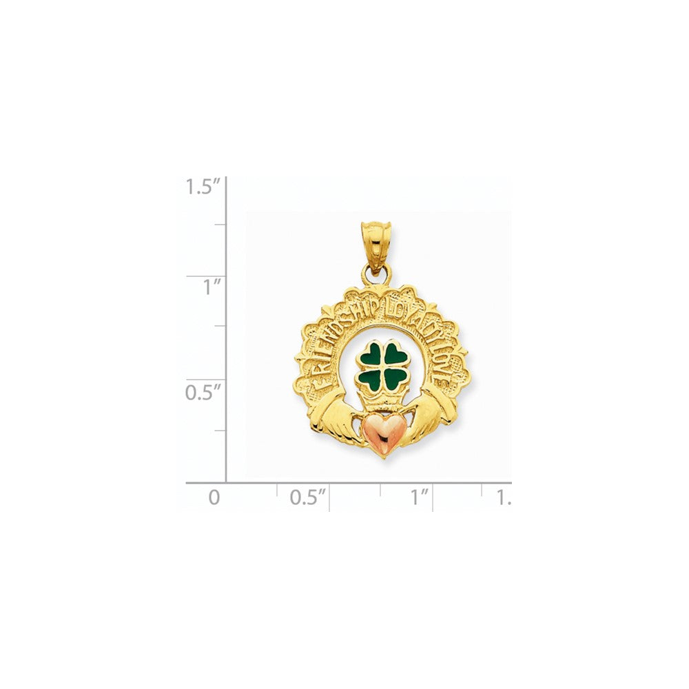 14k Two-tone Gold Enameled Claddagh Charm