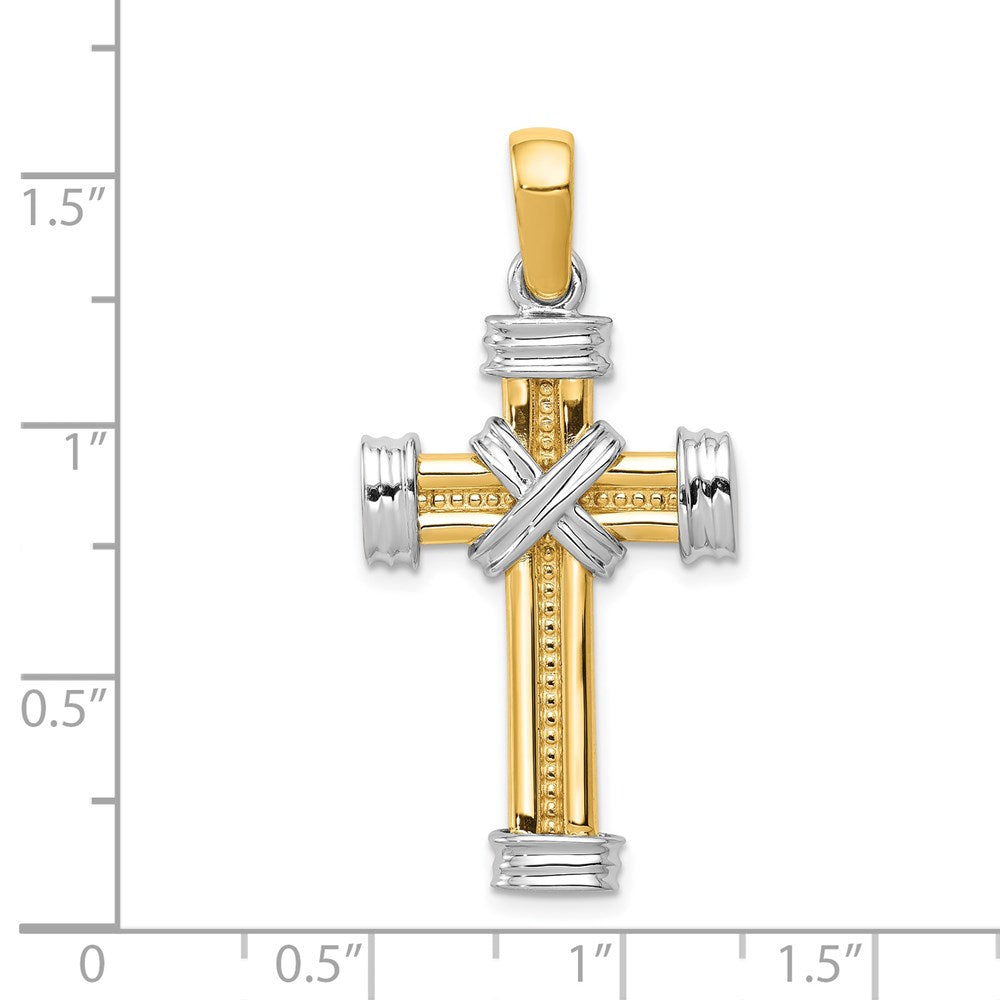 14k Two-tone Gold Latin Cross Pendant