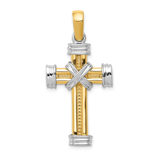 14k Two-tone Gold Latin Cross Pendant