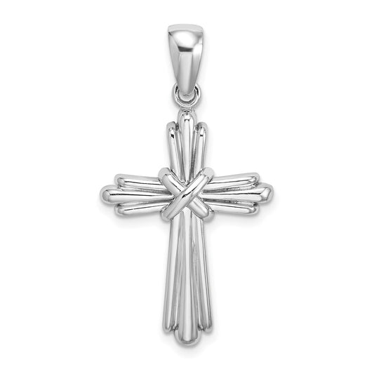 14k White Gold Polished Cross Charm