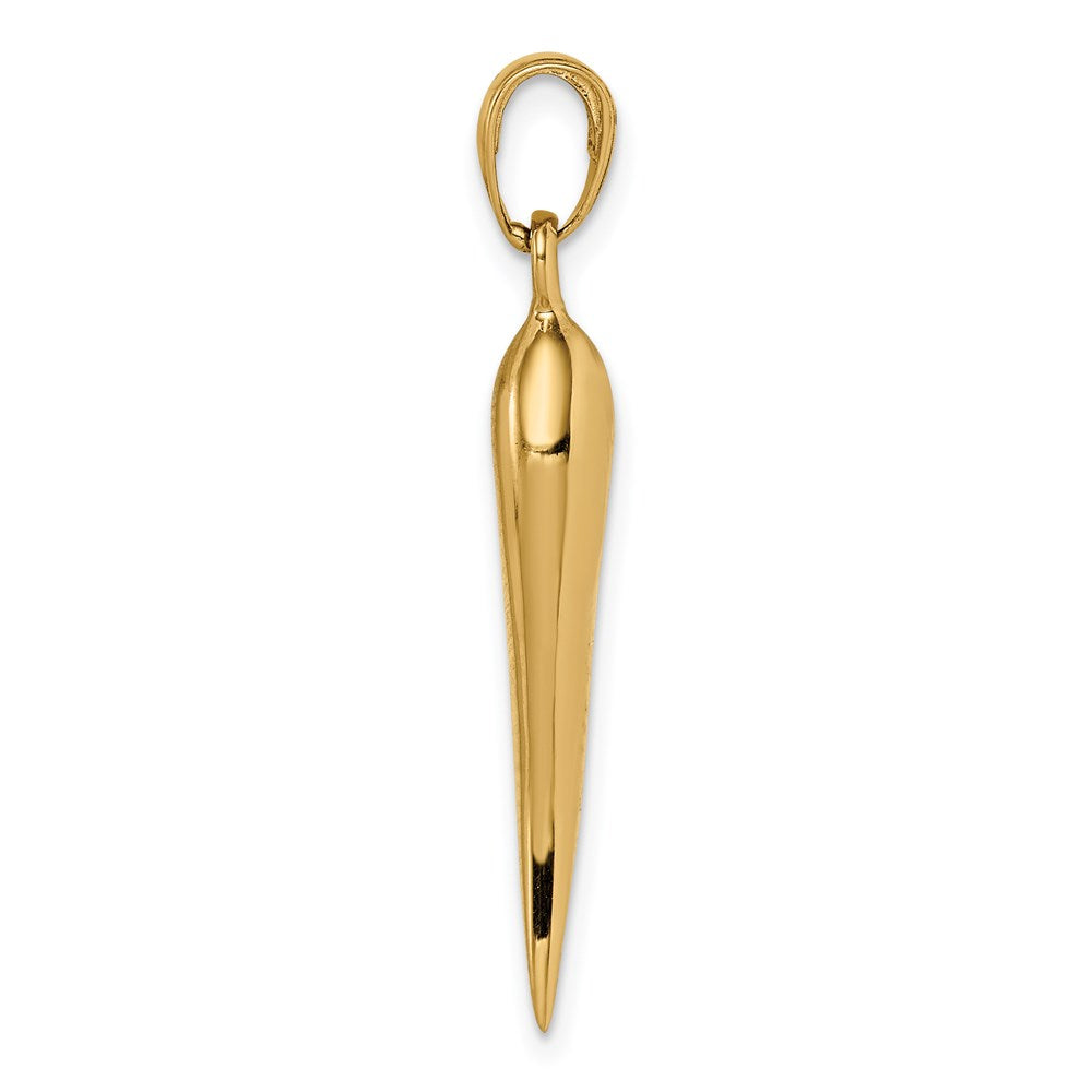 14k Yellow Gold Large 3D Italian Horn Pendant