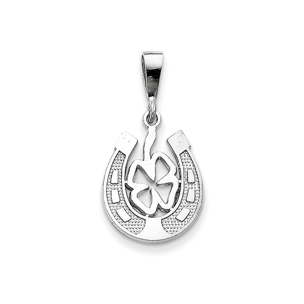 14k White Gold WG Good Luck Clover Pendant