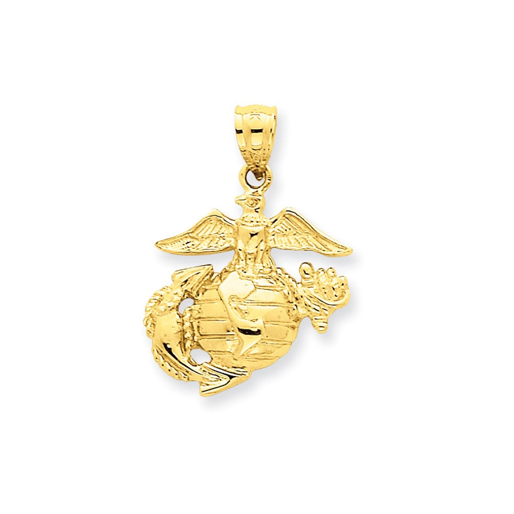 14k Yellow Gold Large US Marine Corps Pendant for Necklace