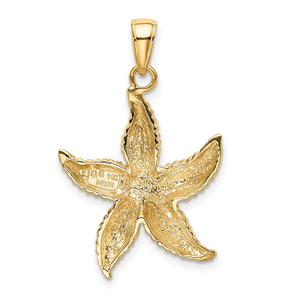 14k Yellow Gold Textured Starfish Pendant