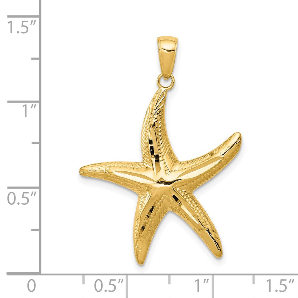 14k Yellow Gold Diamond-cut Starfish Pendant