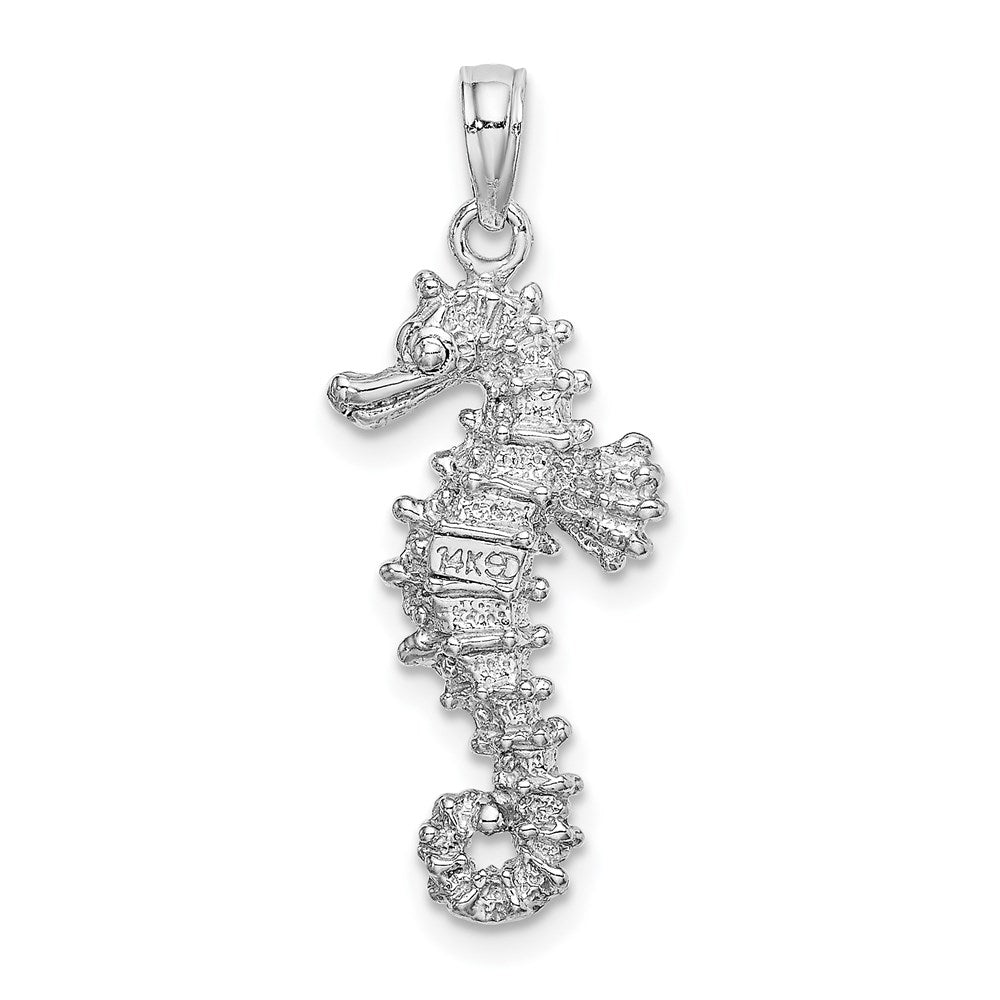 14k White Gold 3-D Seahorse Charm